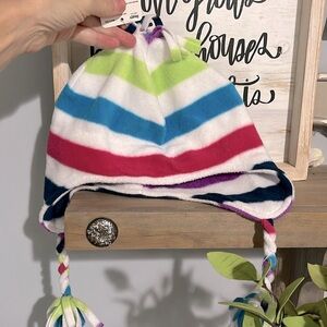 Joe Boxer Colorful Fleece Hat Aviator Striped Cap Winter Toboggan Girls New